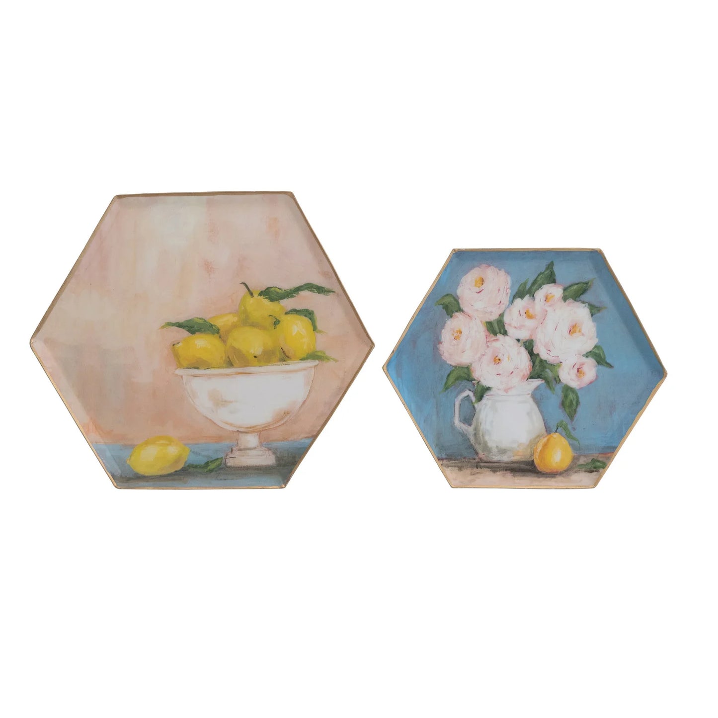 Hexagon Enameled Trays Assorted