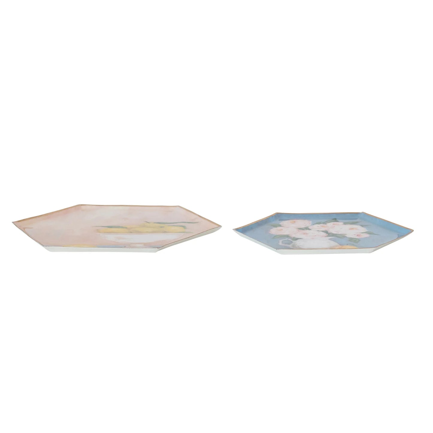 Hexagon Enameled Trays Assorted