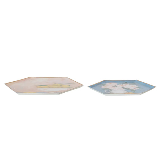 Hexagon Enameled Trays Assorted