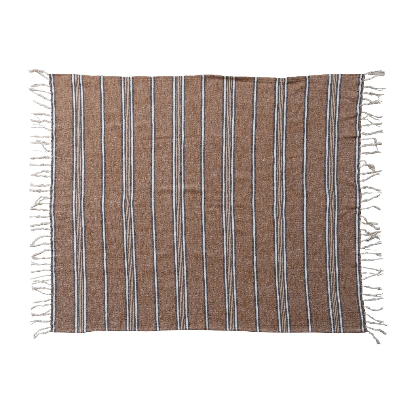 Striped Fringe Brown & Black Blanket