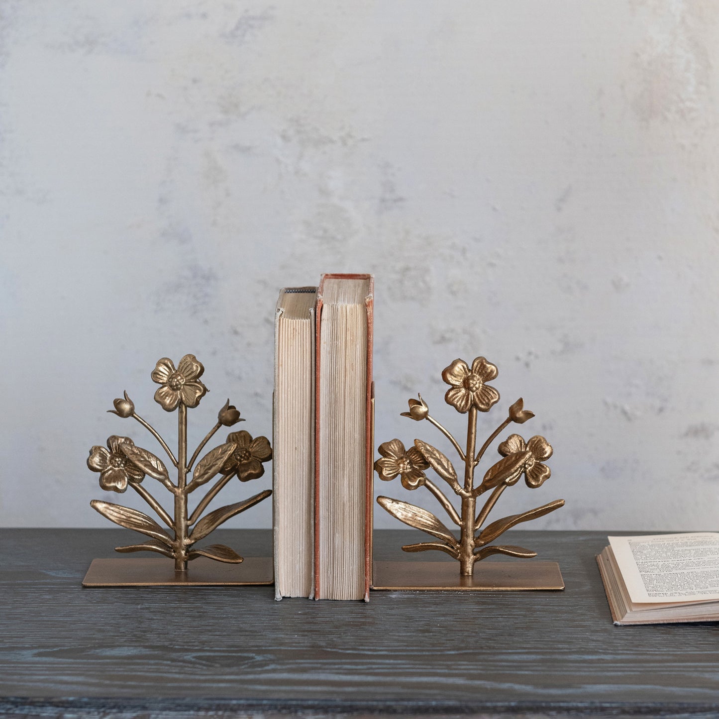 Cast Iron Flower Shaped Bookend Set of 2