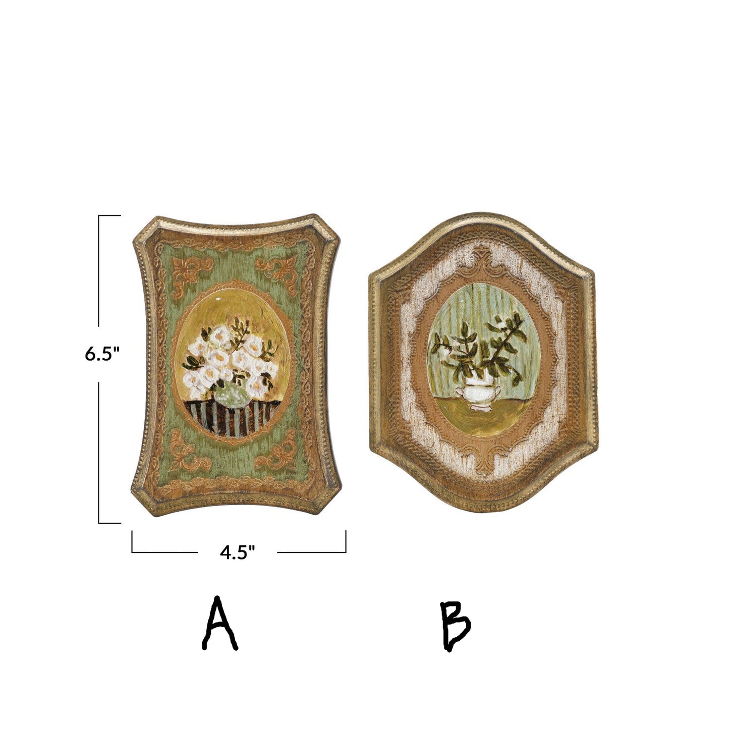 Mini Wood Floral Art Plaques