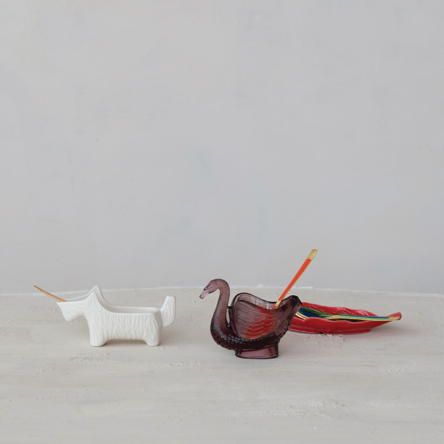 Recycled Glass Swan Spoon Holder/Trinket Dish