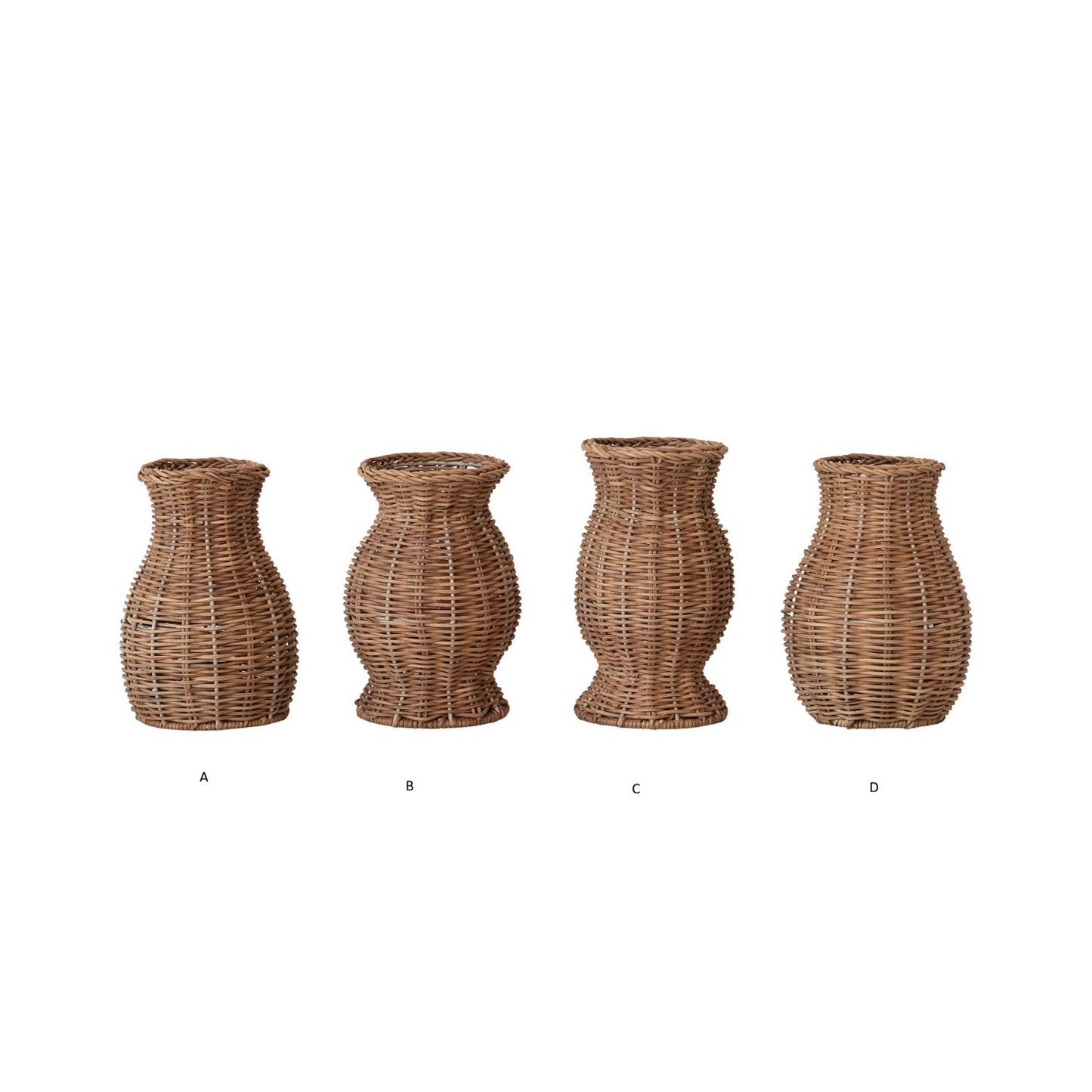 Hand Woven Rattan Vase with Glass Insert- Assorted Styles