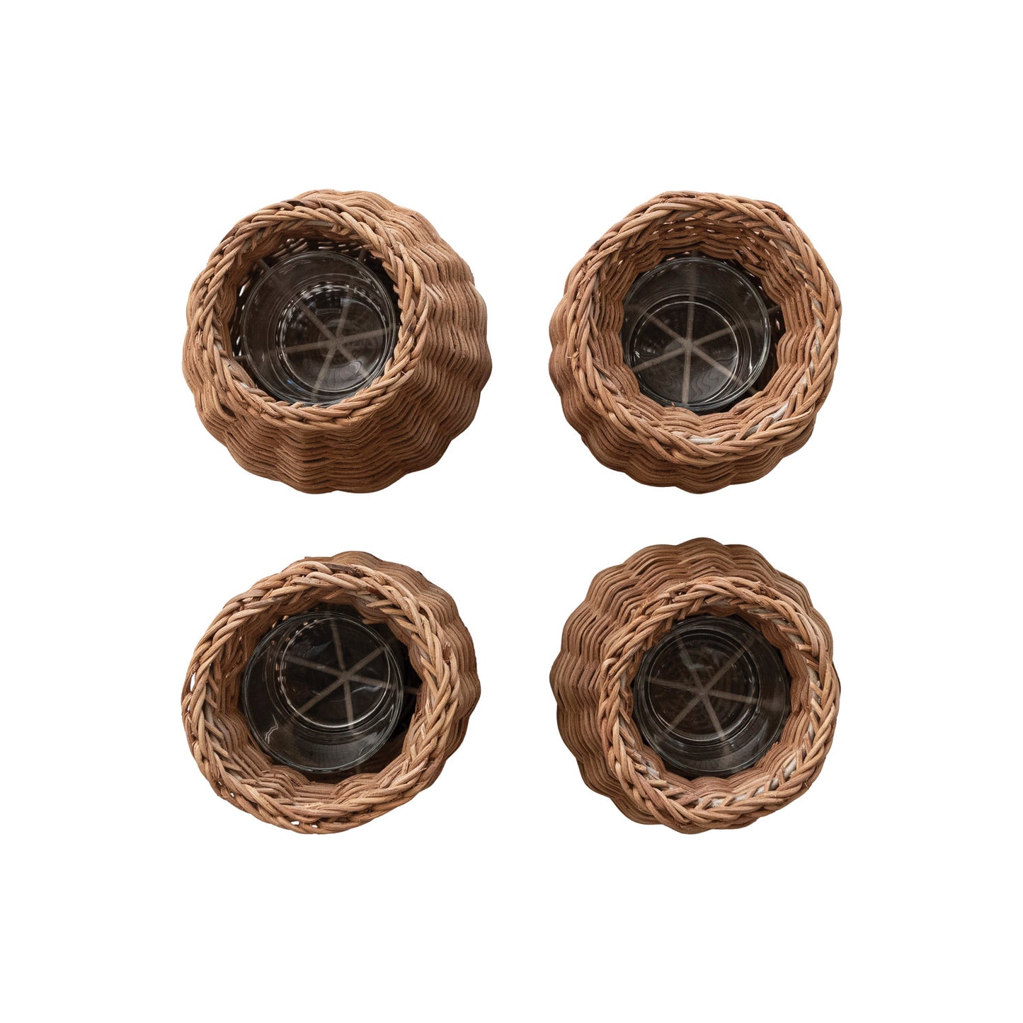 Hand Woven Rattan Vase with Glass Insert- Assorted Styles