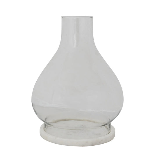 Hand Crafted Glass and Marble Hurricane Set