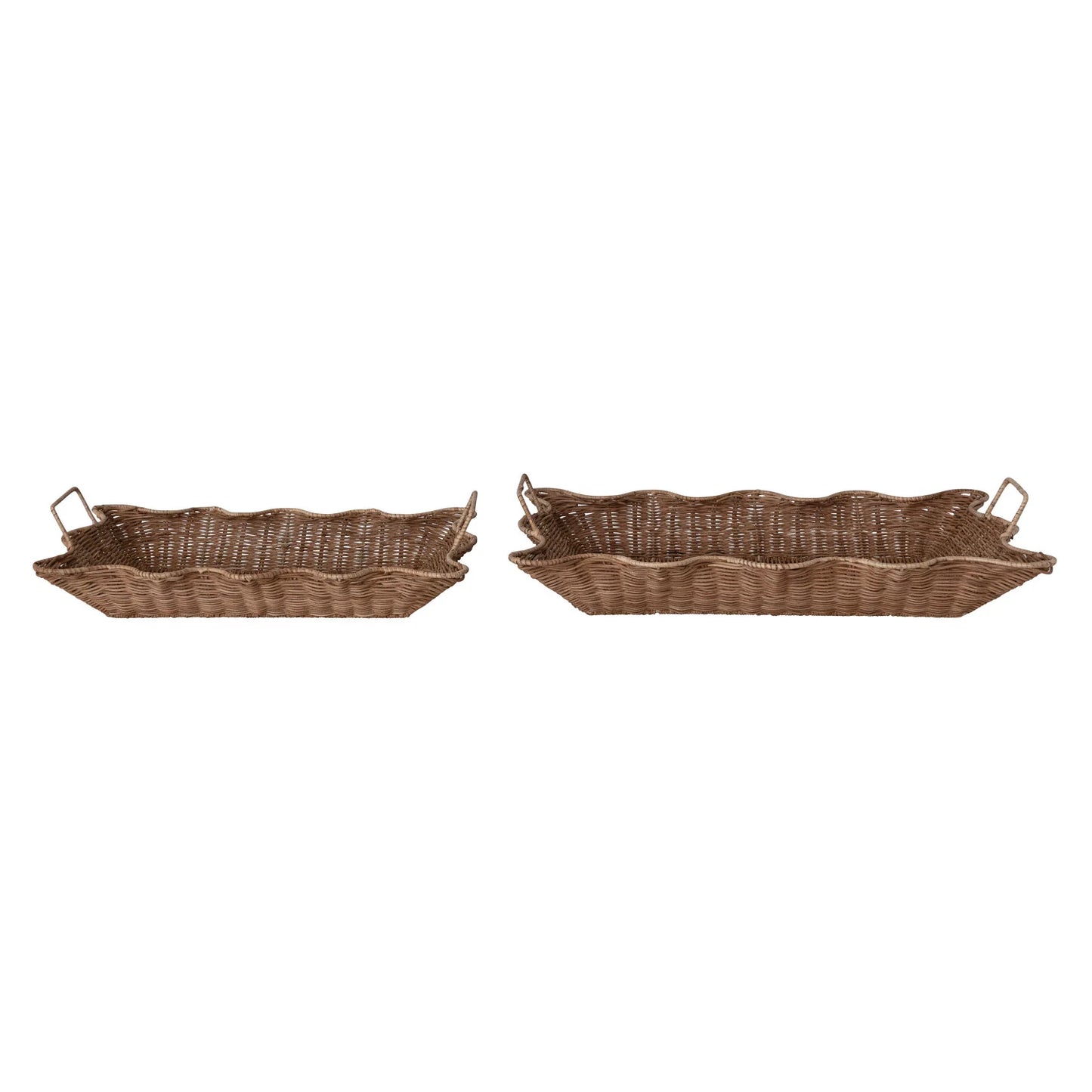 Rattan Scalloped Nesting Trays- Two Sizes