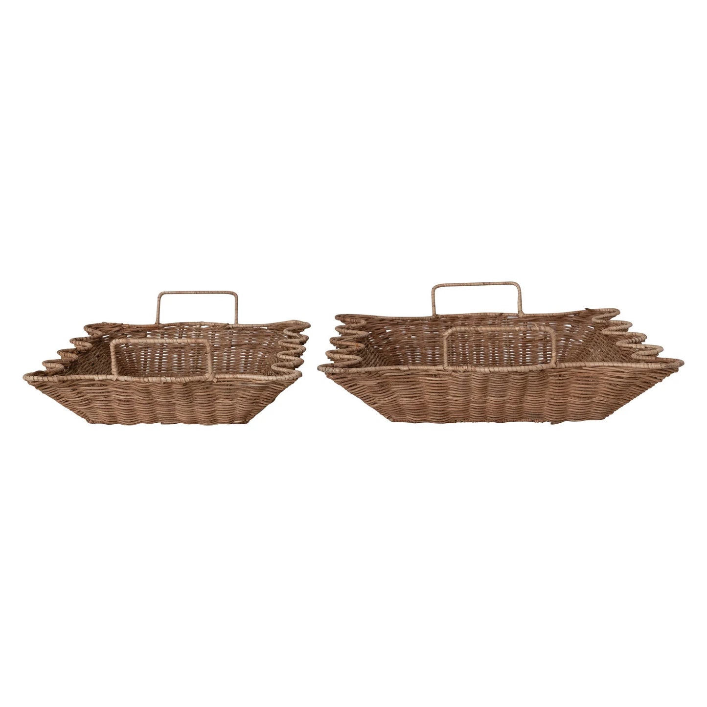 Rattan Scalloped Nesting Trays- Two Sizes