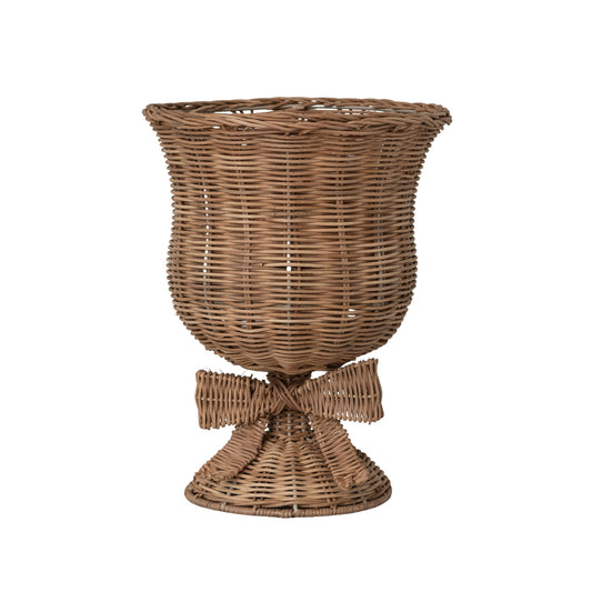Rattan Footed Urn with Bow Detail