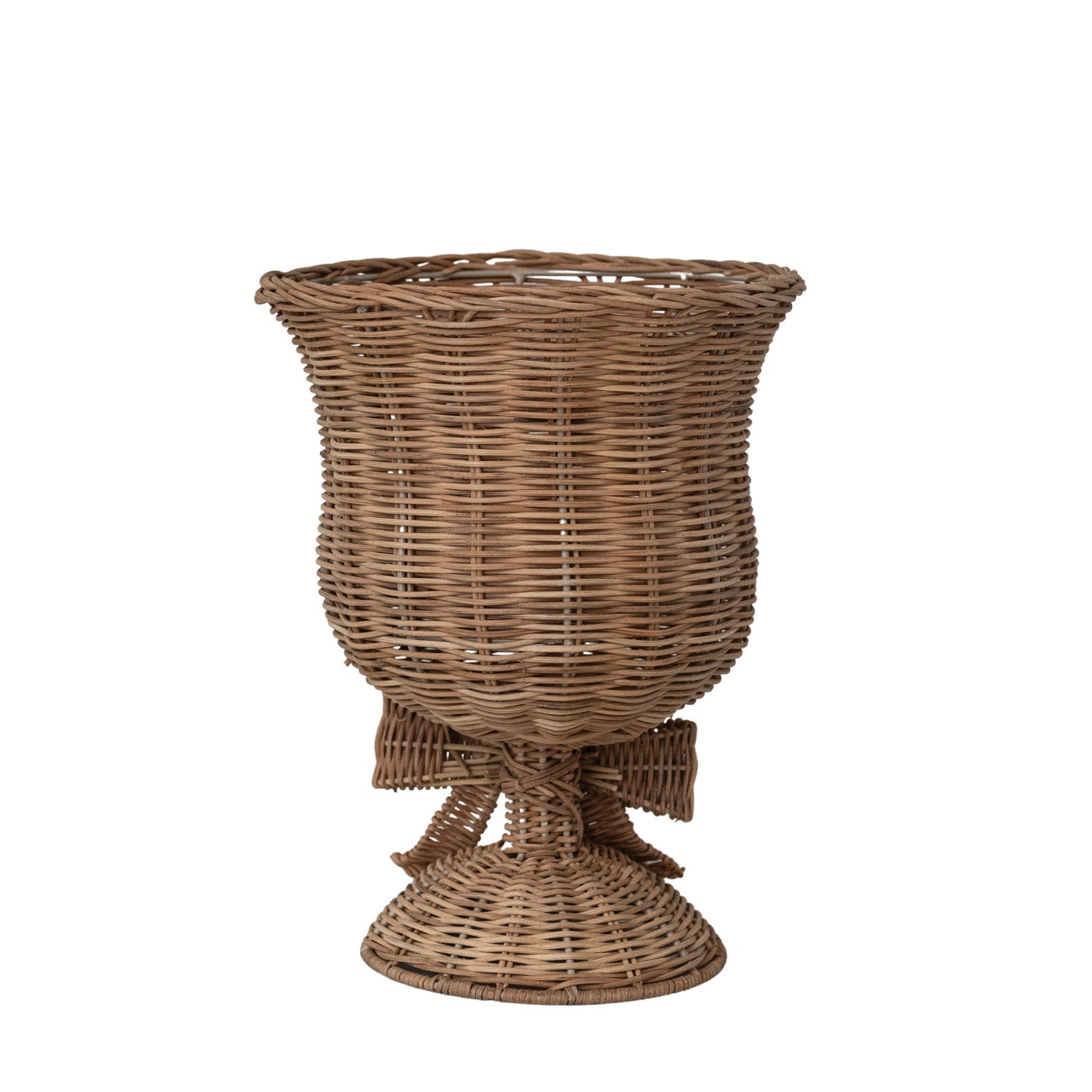 Rattan Footed Urn with Bow Detail