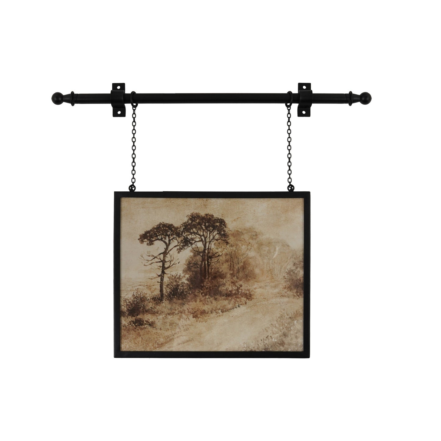 Black Hanging Frame with Bracket- Sepia Print