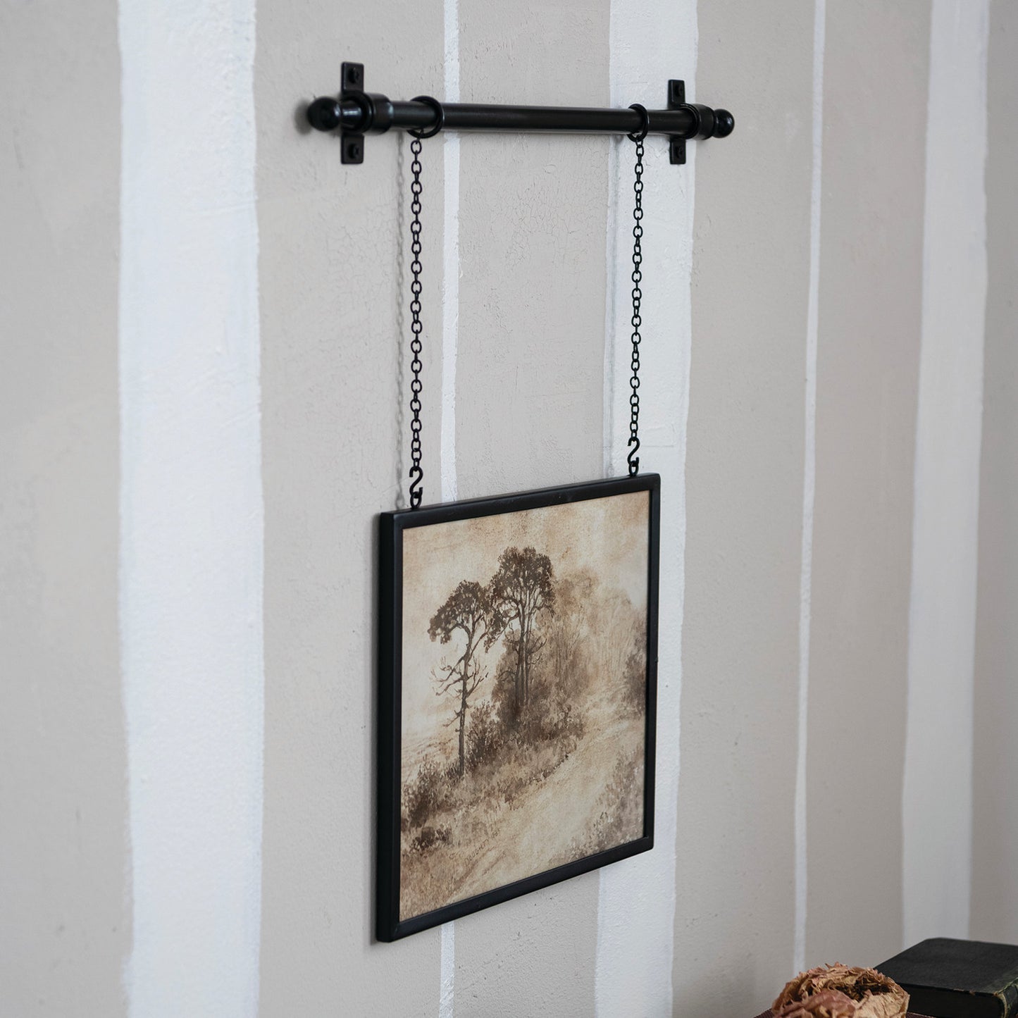 Black Hanging Frame with Bracket- Sepia Print