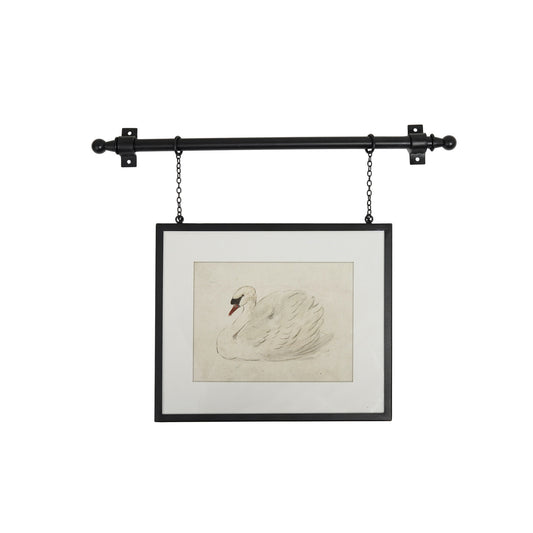 Black Hanging Frame System with Bracket- Matted Swan Print