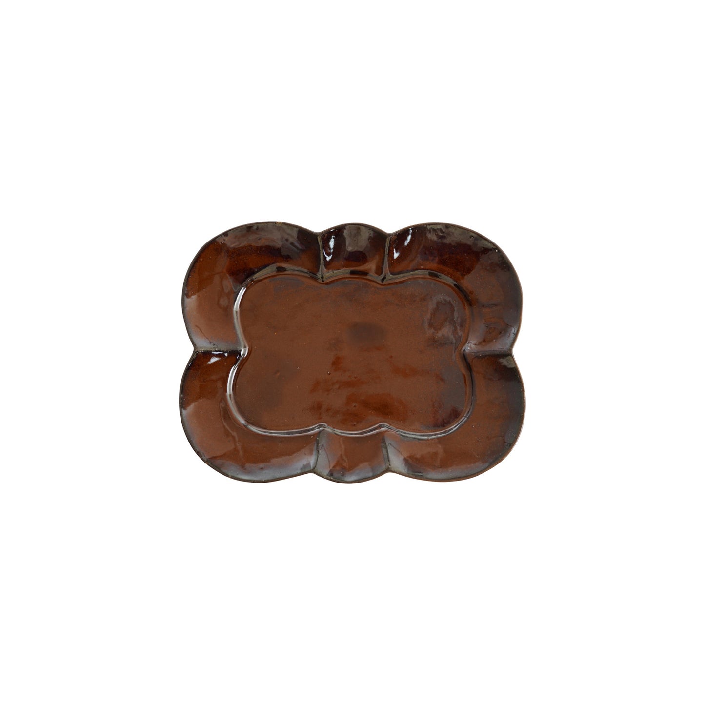 Brown Stoneware Scalloped Plate (Large)