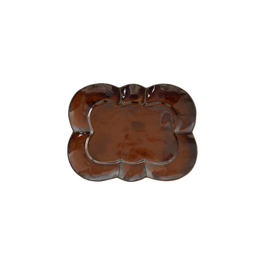 Brown Stoneware Scalloped Plate (Large)
