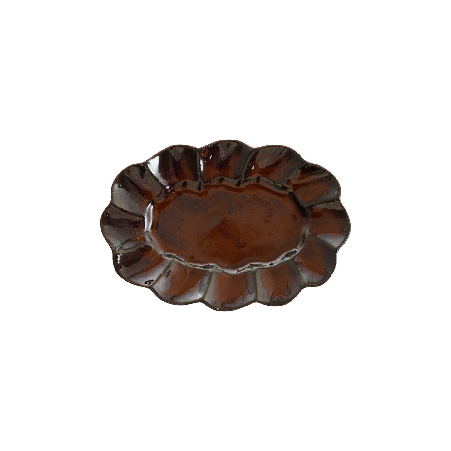 Brown Stoneware Scalloped Plate (Small)