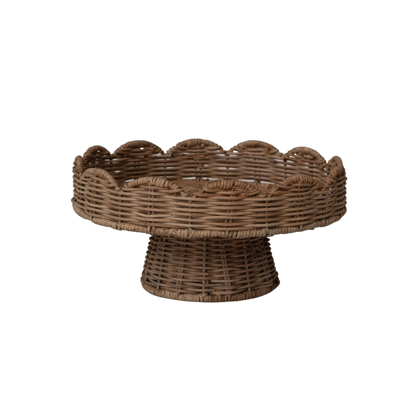 Scalloped Rattan Pedestal