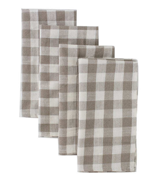 Taupe Gingham Napkin Set