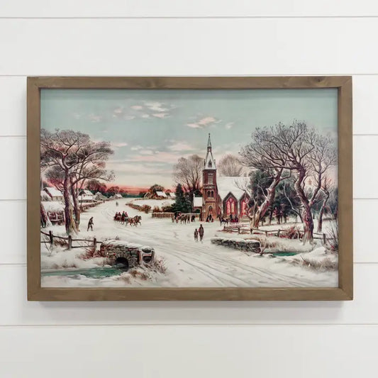 Vintage Christmas Town Framed Art Print- 18" x 24"