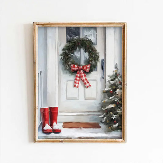 Christmas Front Porch Art Print (no frame)