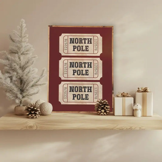 Ticket to the North Pole Framed Canvas