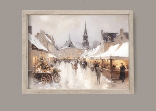 Christmas Market Vintage Framed Art