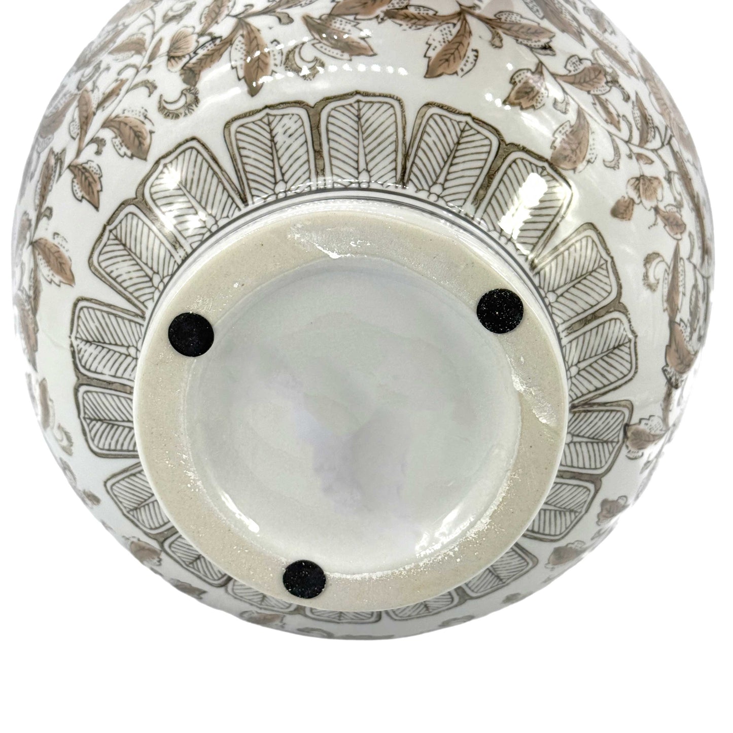 Oversized Ceramic Globe Chinoiserie Vase Flowers-Brown