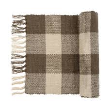 Greige Gingham Table Runner