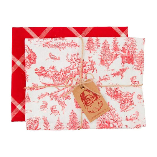 Reindeer Toile Print Towel Set