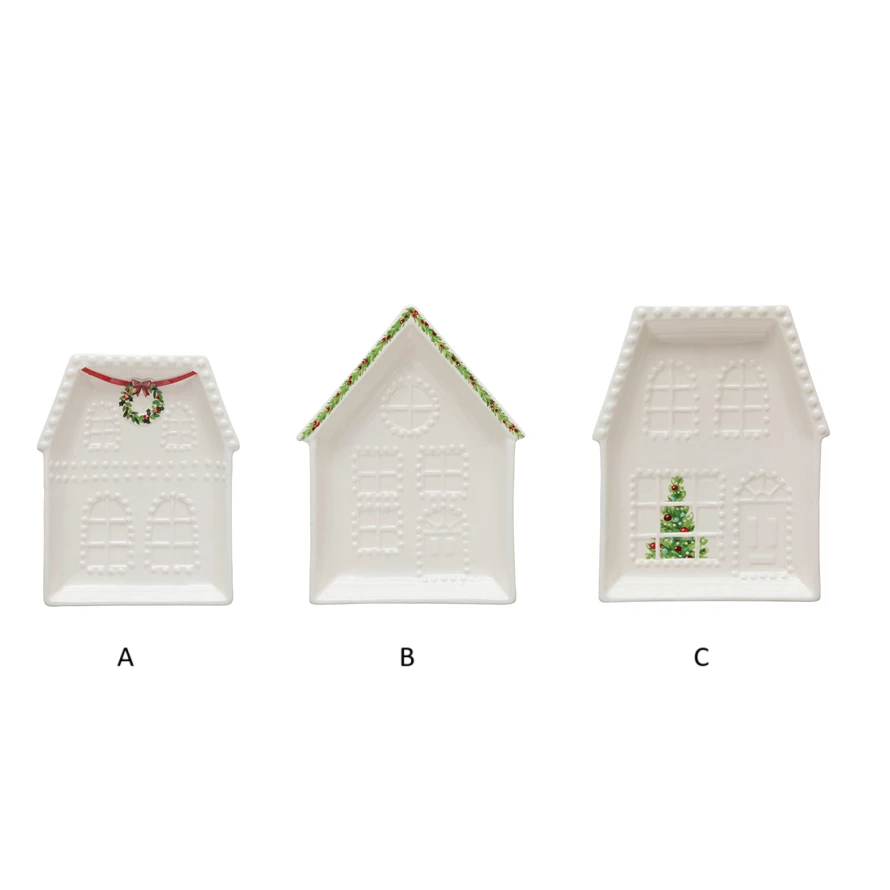 Holiday Stoneware House Plates Assorted