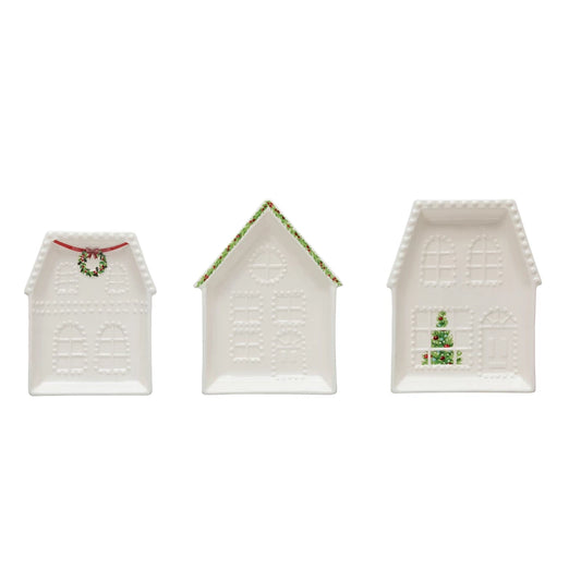 Holiday Stoneware House Plates Assorted