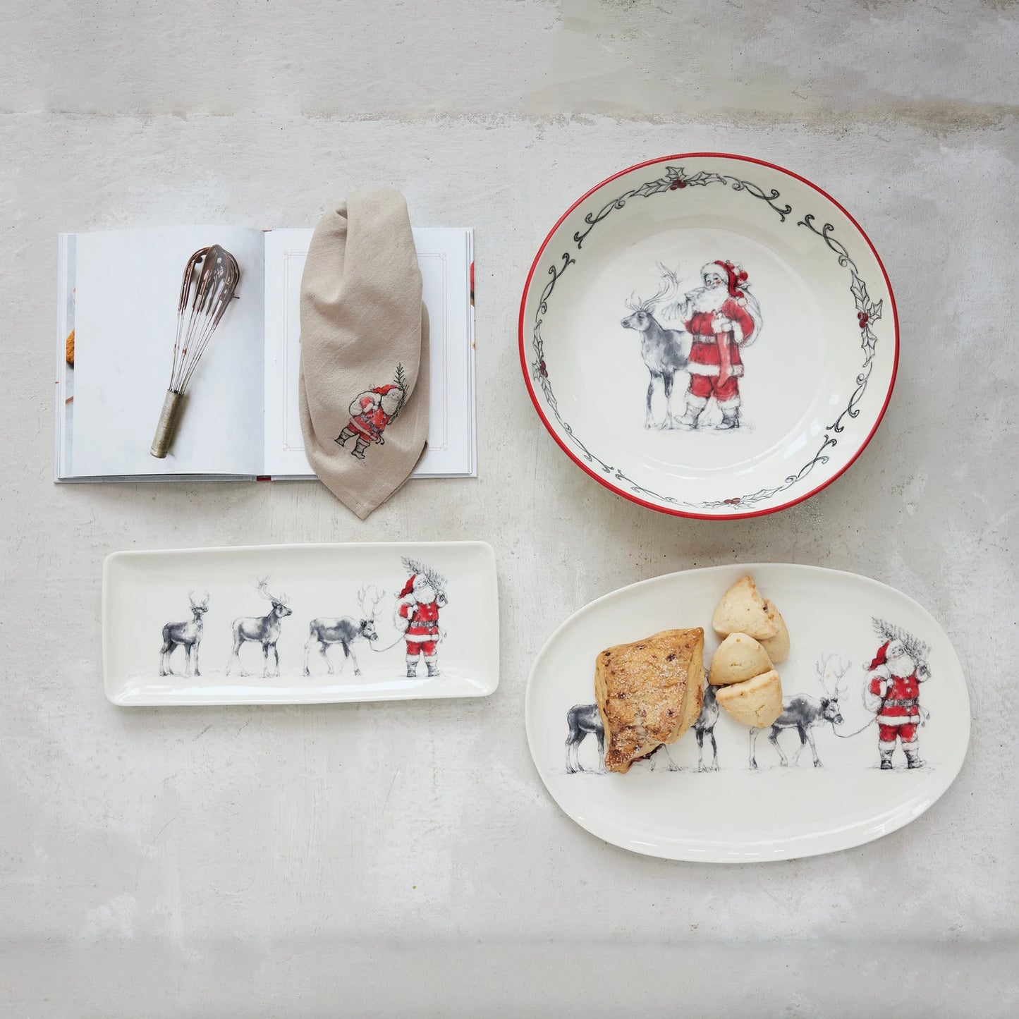 Santa Leading Reindeer Oval Tray