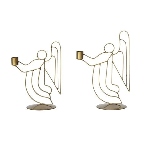 Antique Brass Angel Taper Holders- Assorted Sizes