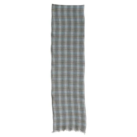 Double Cloth Dusty Blue Plaid Table Runner- 108"
