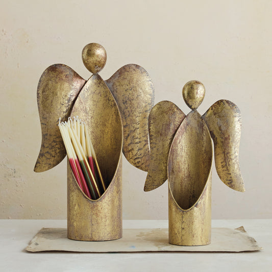 Antiqued Gold Angel Container- Assorted Sizes