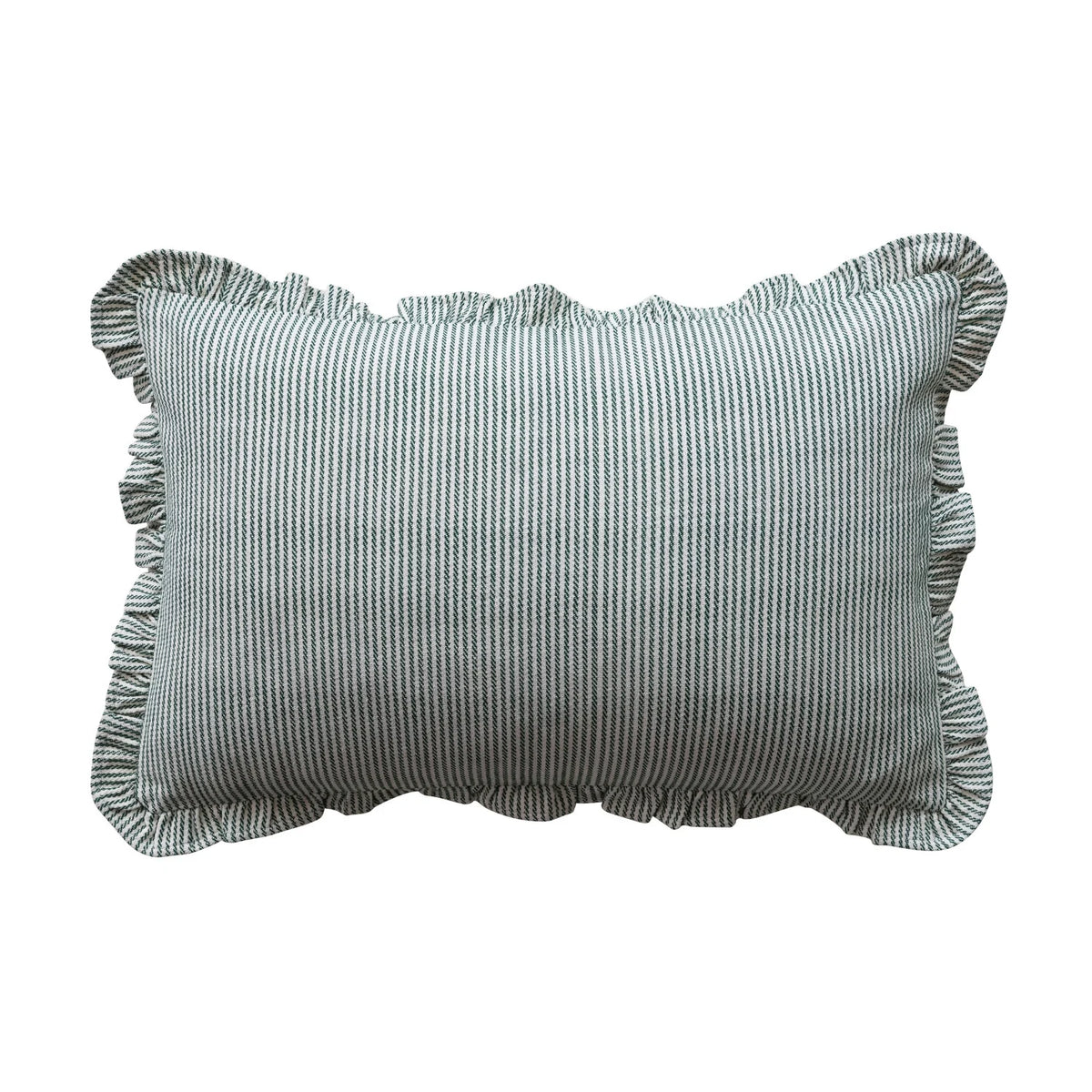 Green & Cream Ruffle Lumbar Pillow