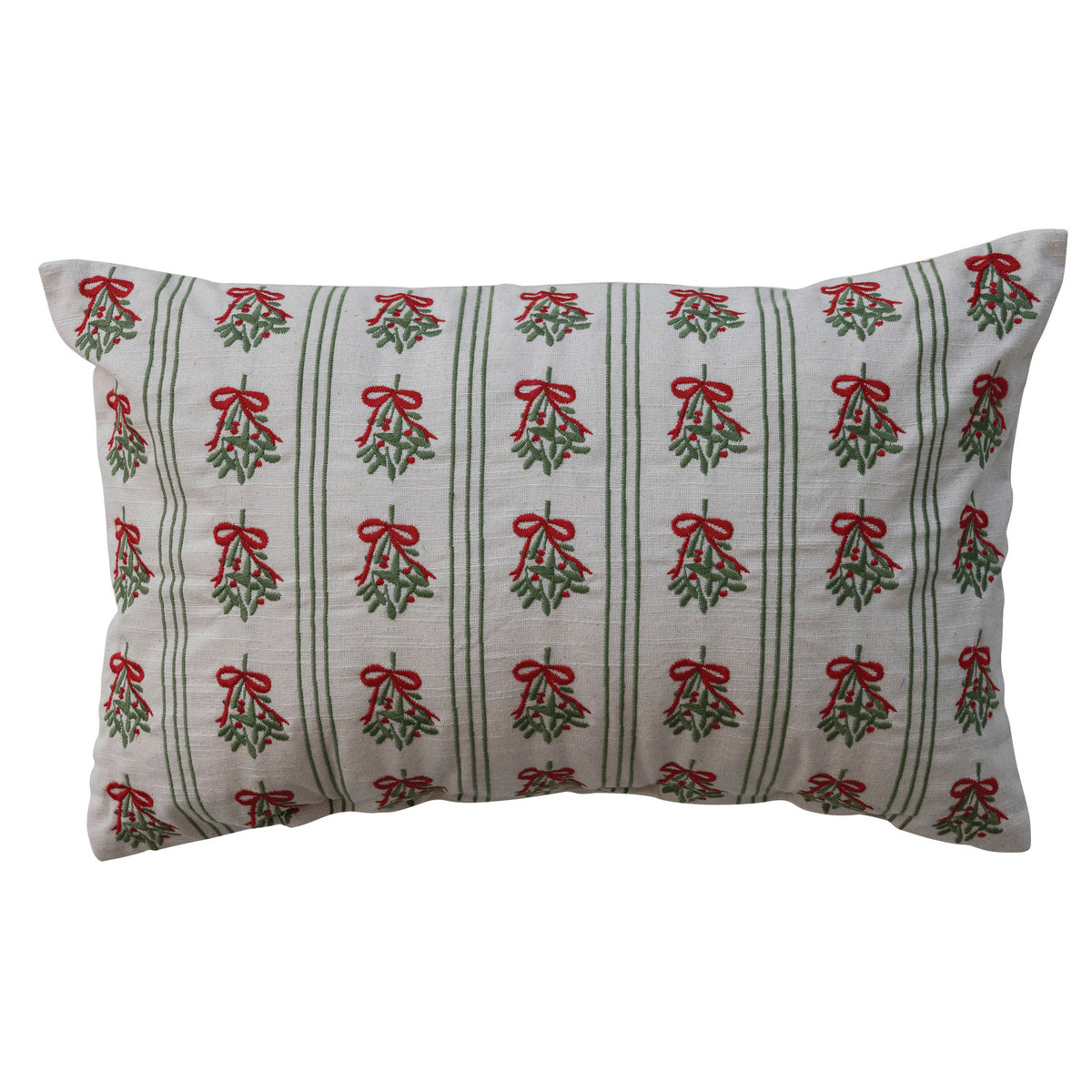Embroidered Mistletoe Lumbar Pillow
